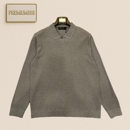 Loro Piana Lofty Casual Button-down Wool Knit Polo Shirt