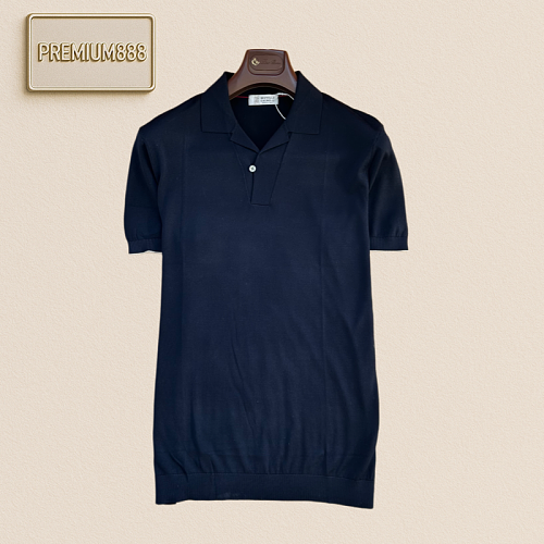 BC Brunello Simple Cuban Collar Casual Knitted Short-Sleeved Polo Shirt