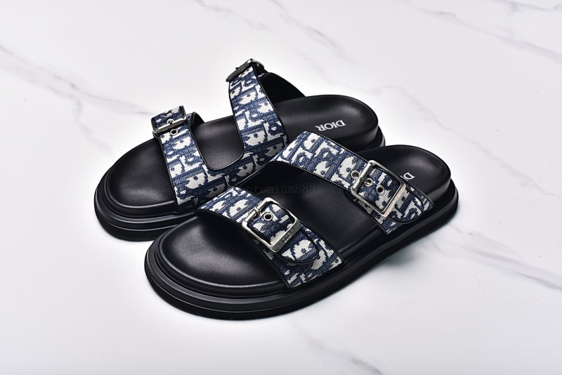 Dior Aqua Adjustable Straps Silent Slippers Men's Blue
