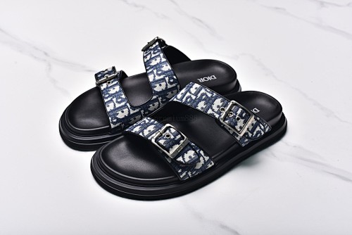 Dior Aqua Adjustable Straps Silent Slippers Men's Blue