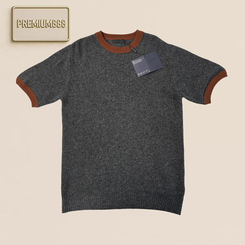 Pra Four-color All-wool Knitted Short Sleeve Shirt