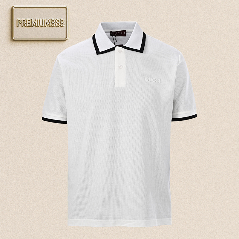 Gucci Guc CI Contrasting Collar Letter Laser Embroidered Polo Shirt