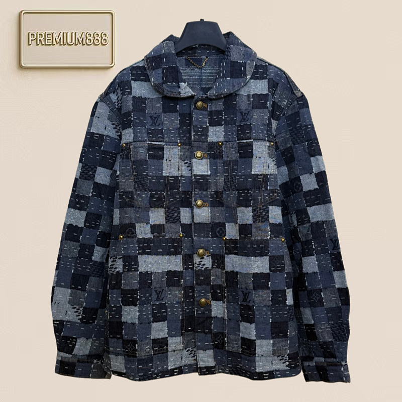 Louis Nigo Collaboration Jacquard Checkered Denim Jacket