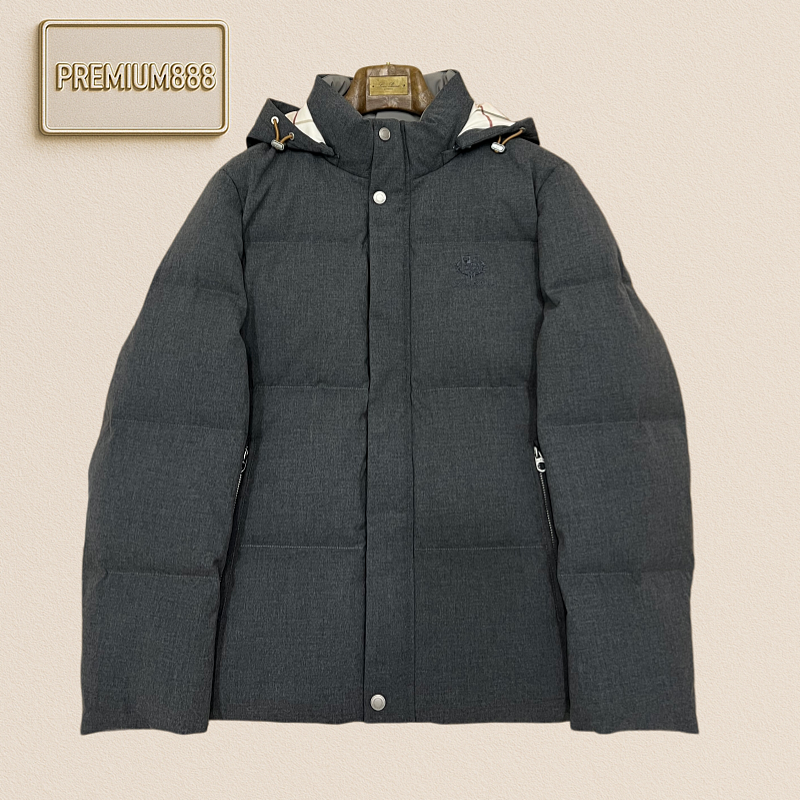 Loro Piana Casual Embroidered Hooded Zipper Down Jacket
