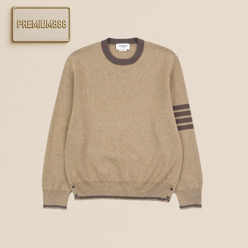 TB Color-blocked Round-neck Knitted Sweater