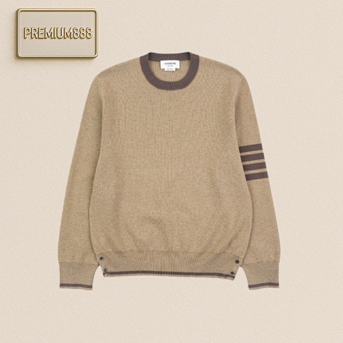 TB Color-blocked Round-neck Knitted Sweater