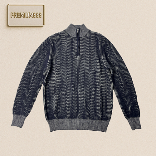 BC Stand-up Collar Double-line Herringbone Pattern Semi-stand-up Collar