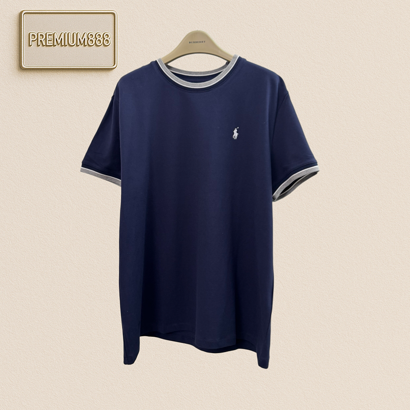 RL Small Spiked Embroidered Elastic Mesh Short-Sleeve T-shirt