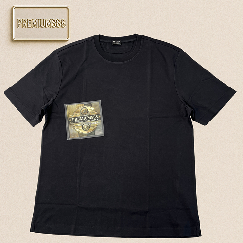 Zeg A Spring Summer New Collection - Road Embroidery Logo Round Neck Short Sleeve T-Shirt
