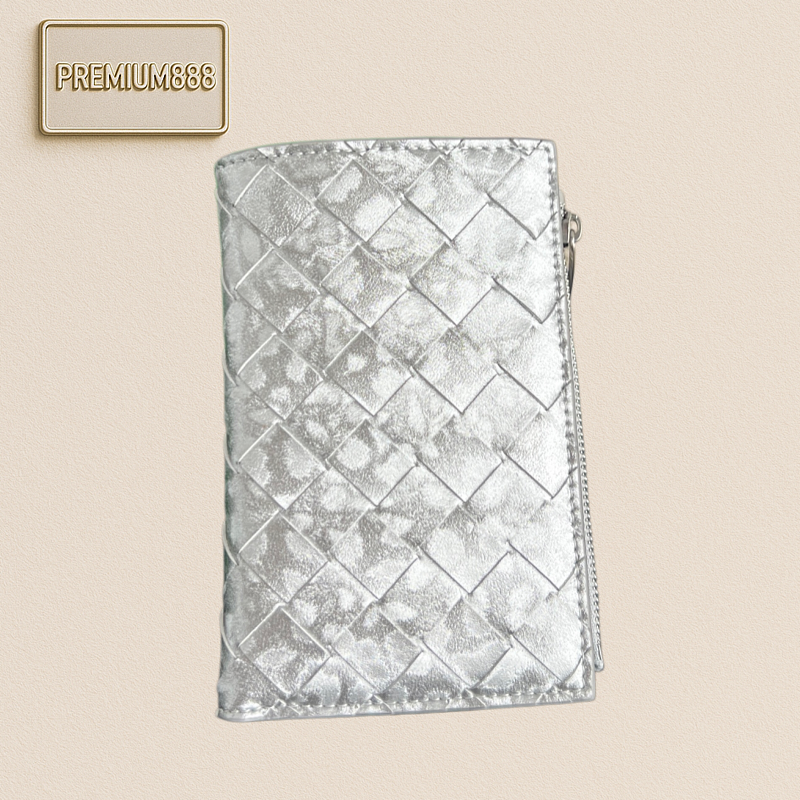 BV New Product - Double Zip Wallet - Comes With A Shiny Silver-toned Woven Wallet. The Wov