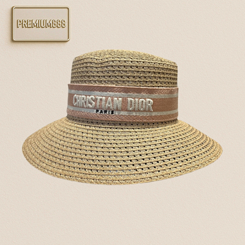 Dior Straw Hat Openwork Top Hat Official Model One-to-one Customization Font Concave And C