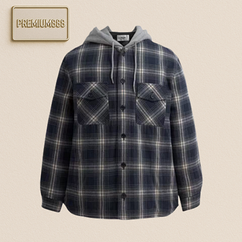 Celine Plaid Cashmere Hooded Jacket