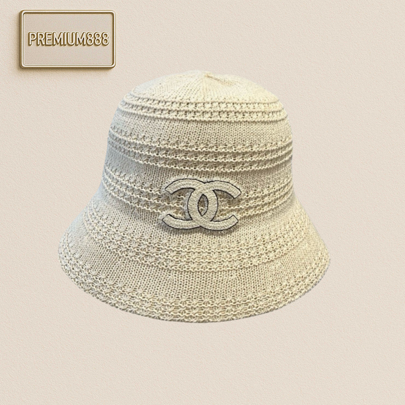 Chanel Spring Summer Knitted Hand Hat Bucket Hat Head Circumference 57cm