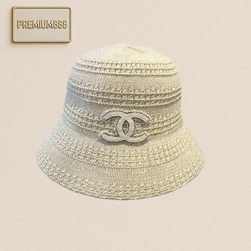 Chanel Spring Summer Knitted Hand Hat Bucket Hat Head Circumference 57cm