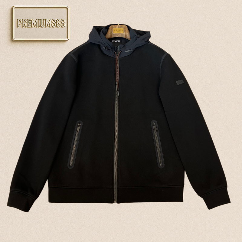 Zegna Jenia Full-Zip Hooded Casual Sweatshirt Jacket
