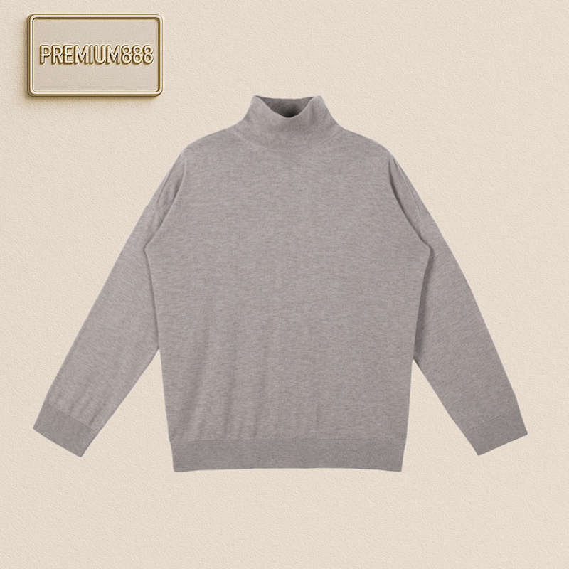 B V Embroidered Wool Knit Turtle Neck Base Shirt