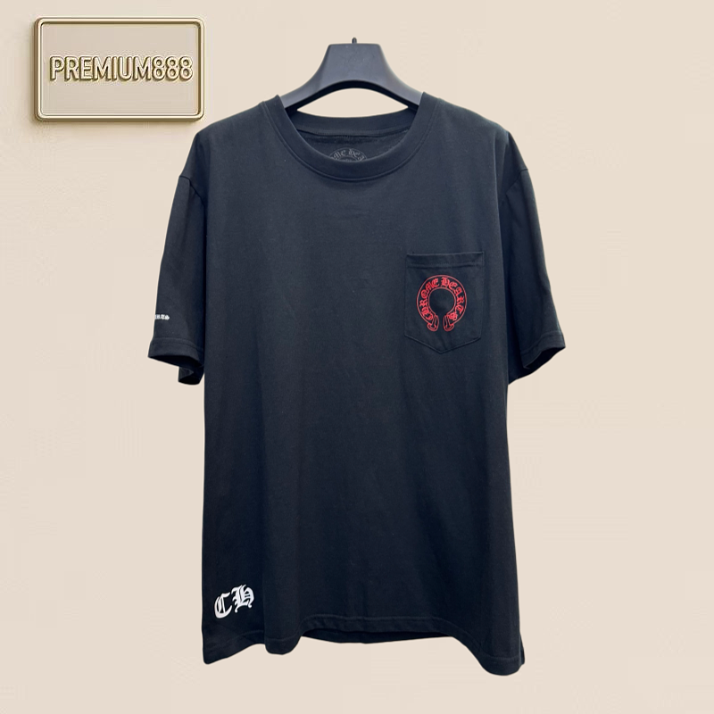 Chrome Hearts CH Crocin Red Horse Hoof Print Short-Sleeved T-Shirt