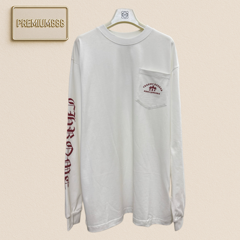 Chrome Hearts CH Cross Heart Sanskrit Letter Printed Long-Sleeved T-Shirt