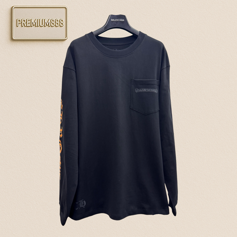 Chrome Hearts CH Crocin Sword Flame Sleeve Print Long-Sleeved T-Shirt