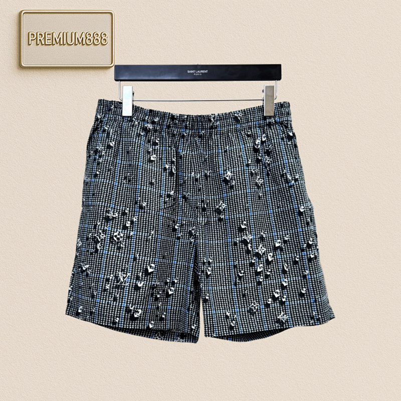 1v Louis Waterdrop Jacquard Full Print Check Shorts