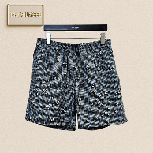 1v Louis Waterdrop Jacquard Full Print Check Shorts
