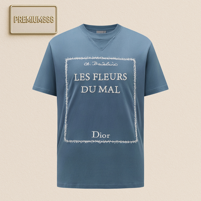 CD Letter Embroidery Crewneck T-shirt
