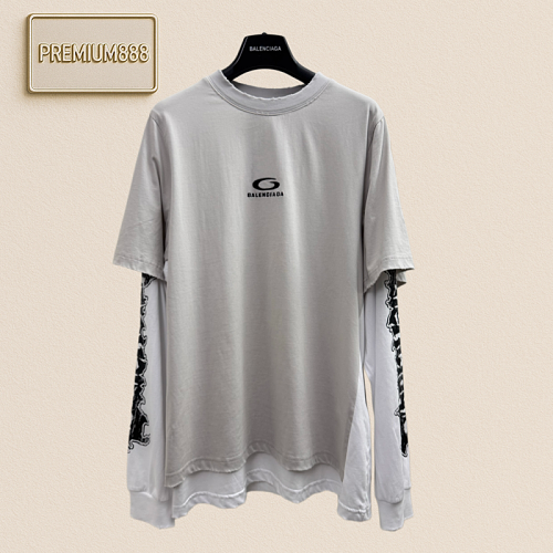 Balenciaga Double Fake Item Logo Embroidered Long Sleeve Shirt