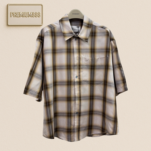 Ami Pocketed Yellow Checkered Collared Shirt Short Sleeve