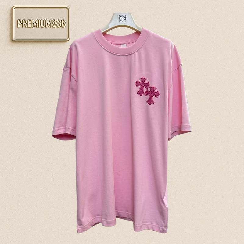 Crozier Cross Embroidered Patchwork Short-Sleeved T-Shirt