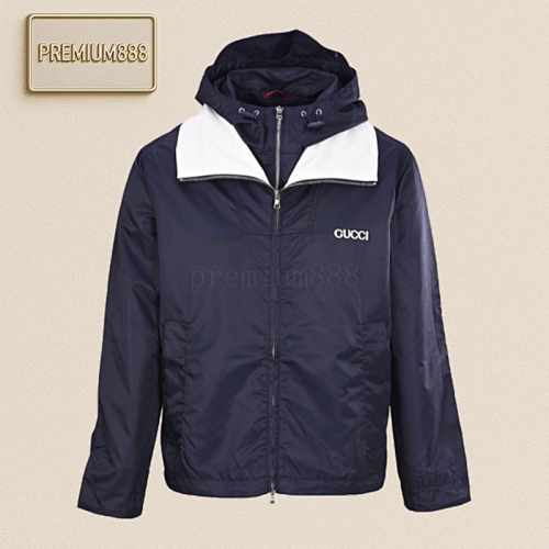 Gucci Guc Twill Nylon Windproof Collar Hooded Jacket