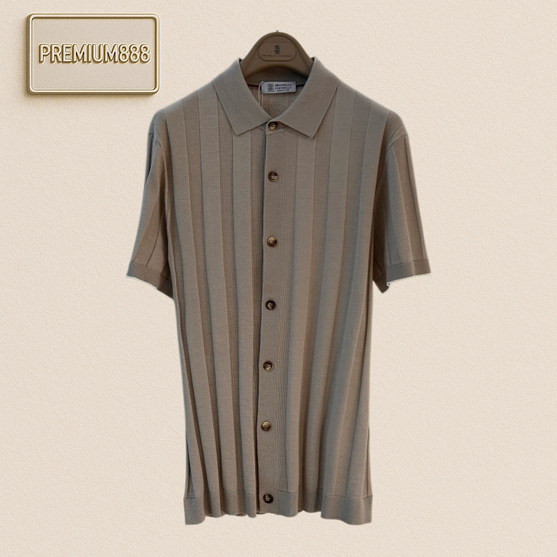 Brunello Cucinelli Pure Color Vertical Holes Polo Shirt