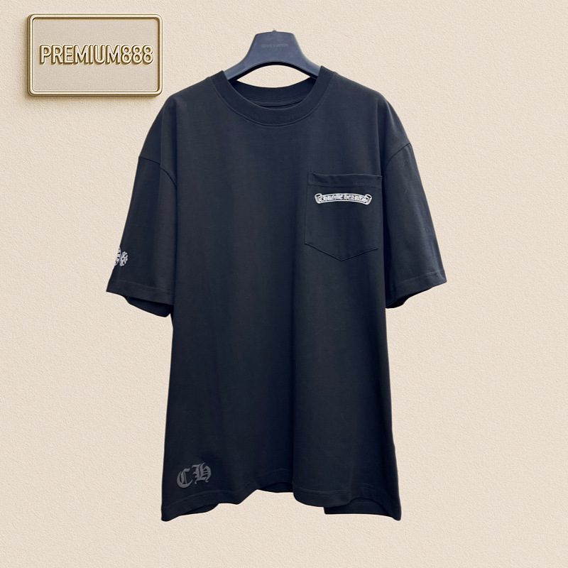 Chrome Hearts CH Krongchin Sanskrit Letter Sword Embroidery Short-Sleeved T-shirt