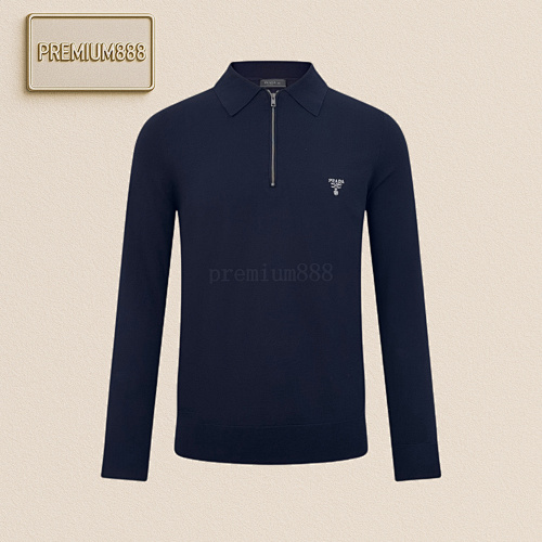 Prada Prad A Embroidered Zip-up Long-sleeved Polo Shirt