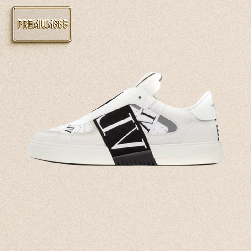 Valentino VL7N First-layer Cowhide Casual Shoes Black And White