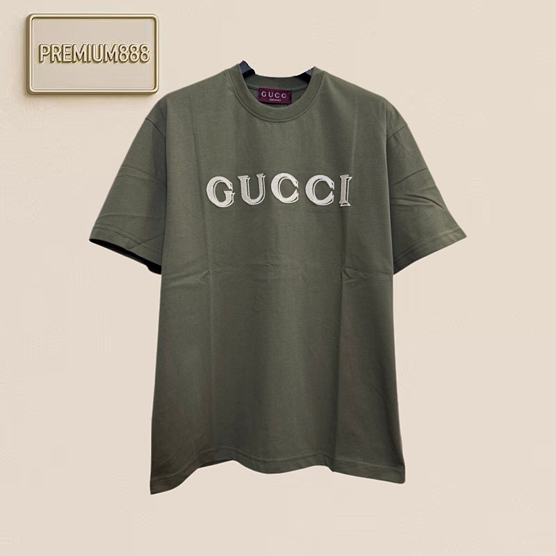 Gucci Letter Embroidery Combed Cotton Short-sleeved T-shirt
