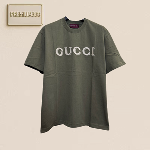Gucci Letter Embroidery Combed Cotton Short-sleeved T-shirt