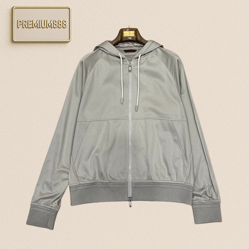 Zegna Jenia Double Drawstring Zippered Hooded Casual Jacket