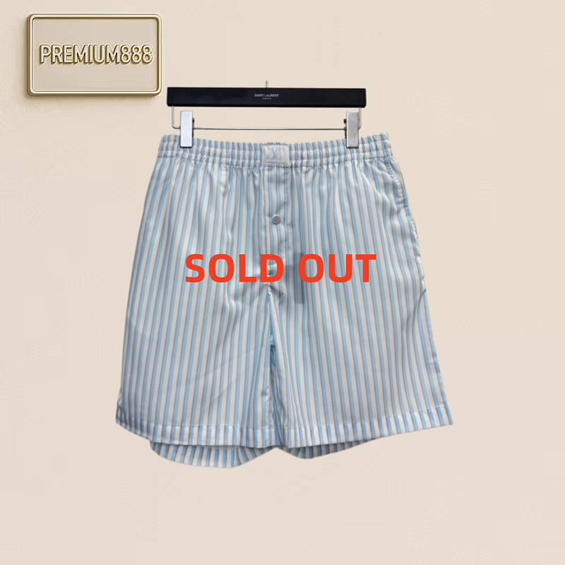 1v Louis Blue And White Vertical Stripe Shirt And Shorts