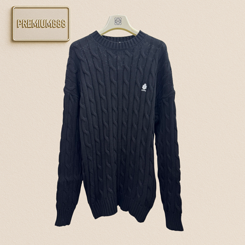 Prada Twisted Knitting Embroidered Logo Cotton Pullover