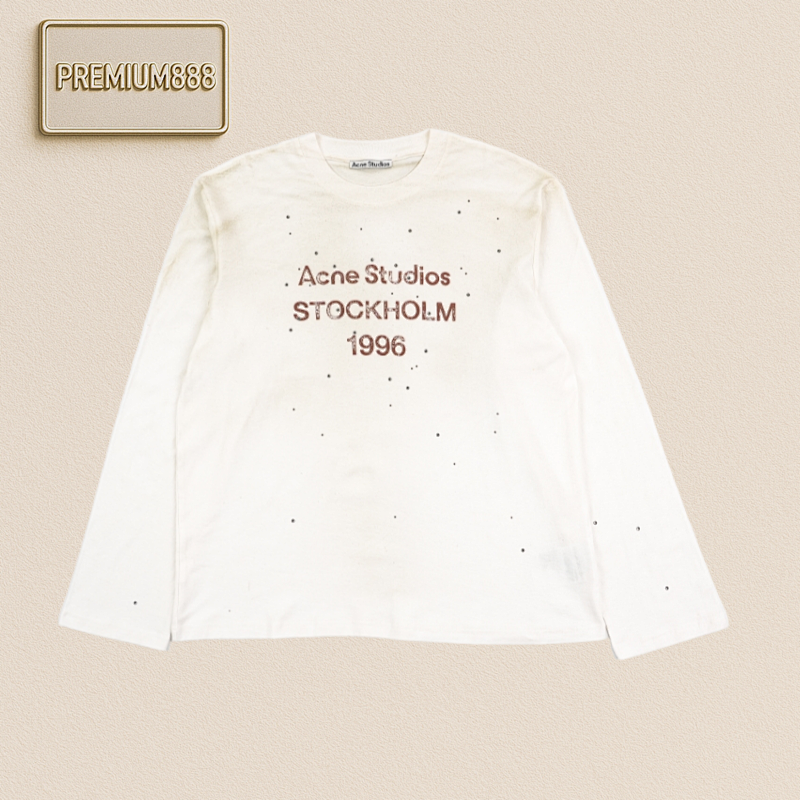 Acne Studios 25ss Mottled Lettered Long Sleeve - Hot Diamond White