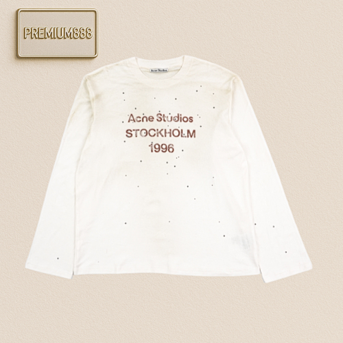 Acne Studios 25ss Mottled Lettered Long Sleeve - Hot Diamond White