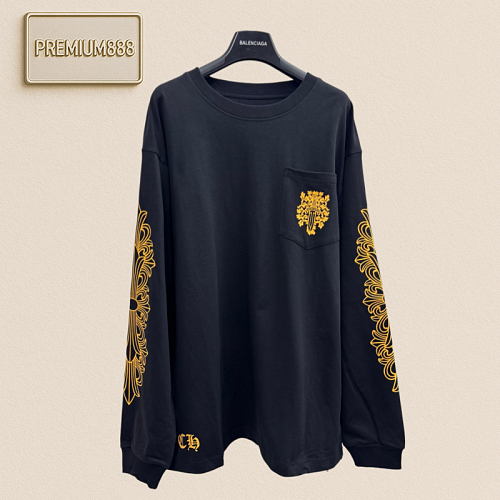 Chrome Hearts CH Crocin Yellow Totem Sword Embroidery Long-Sleeve T-shirt