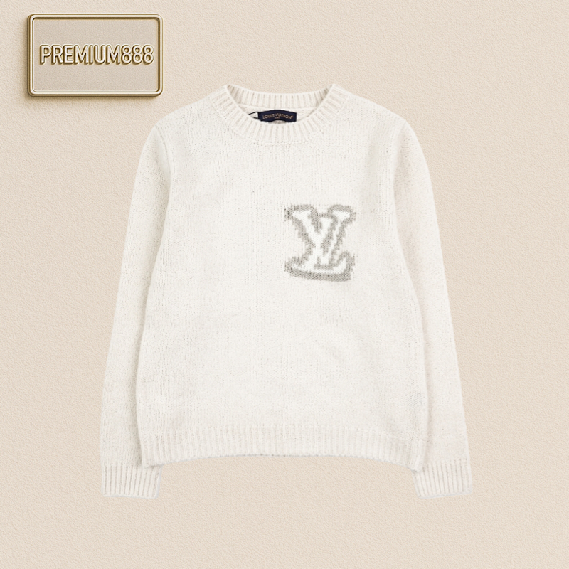 Louis Vuitton Men's Spring Summer Collection Solid Color Letter-inlaid Pullover Sweater