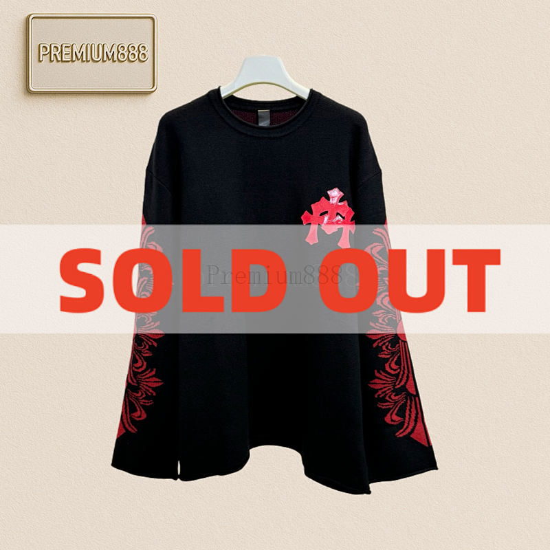 Chrome Hearts CH Croix Red Cross Patchwork Cashmere Sweater