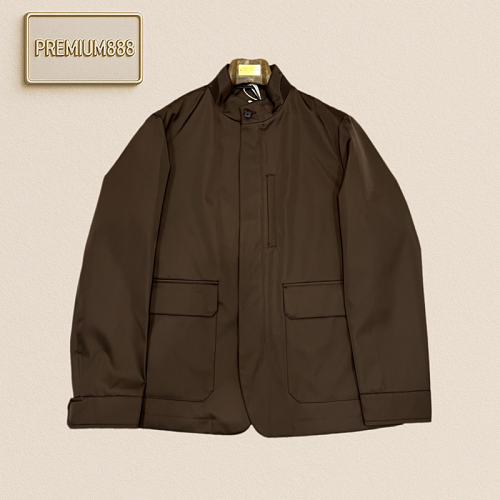Zegna Jenia Patchwork Stand-Up Collar Two-Pocket Functional Casual Jacket