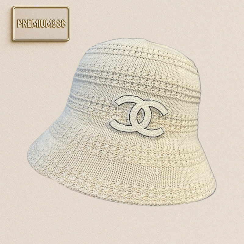 Chanel Spring Summer Knitted Hand Hat Bucket Hat Head Circumference 57cm