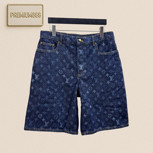 Louis Vuitton Logo Jacquard Gradient Printed Denim Shorts