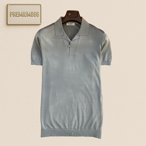 BC Brunello Simple Cuban Collar Casual Knitted Short-Sleeved Polo Shirt