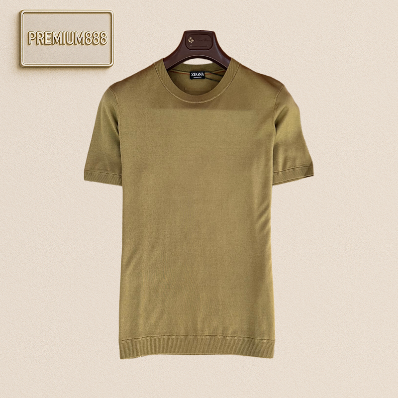 Zegna Classic Round-neck Solid-color Short-sleeved T-shirt