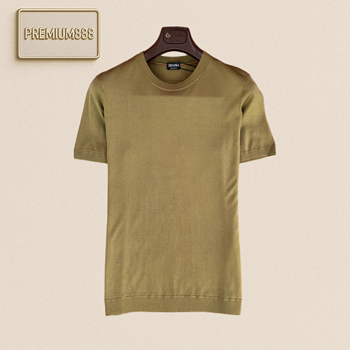 Zegna Classic Round-neck Solid-color Short-sleeved T-shirt
